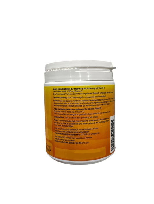 Vitamin C 1000 mg gepuffert + Bioflavonoide, 500 Tabletten, Made in Germany, Time Released gepuffertes Vitamin C