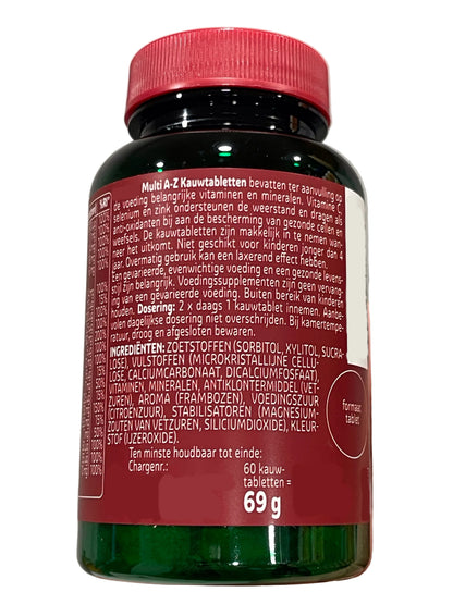 Multi A-Z Kautabletten mit Himbeergeschmack – 60 Kautabletten -