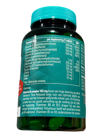 Vitamin B-100 Komplex Tabletten - 120 Tabletten - hochdosiert - Time Released