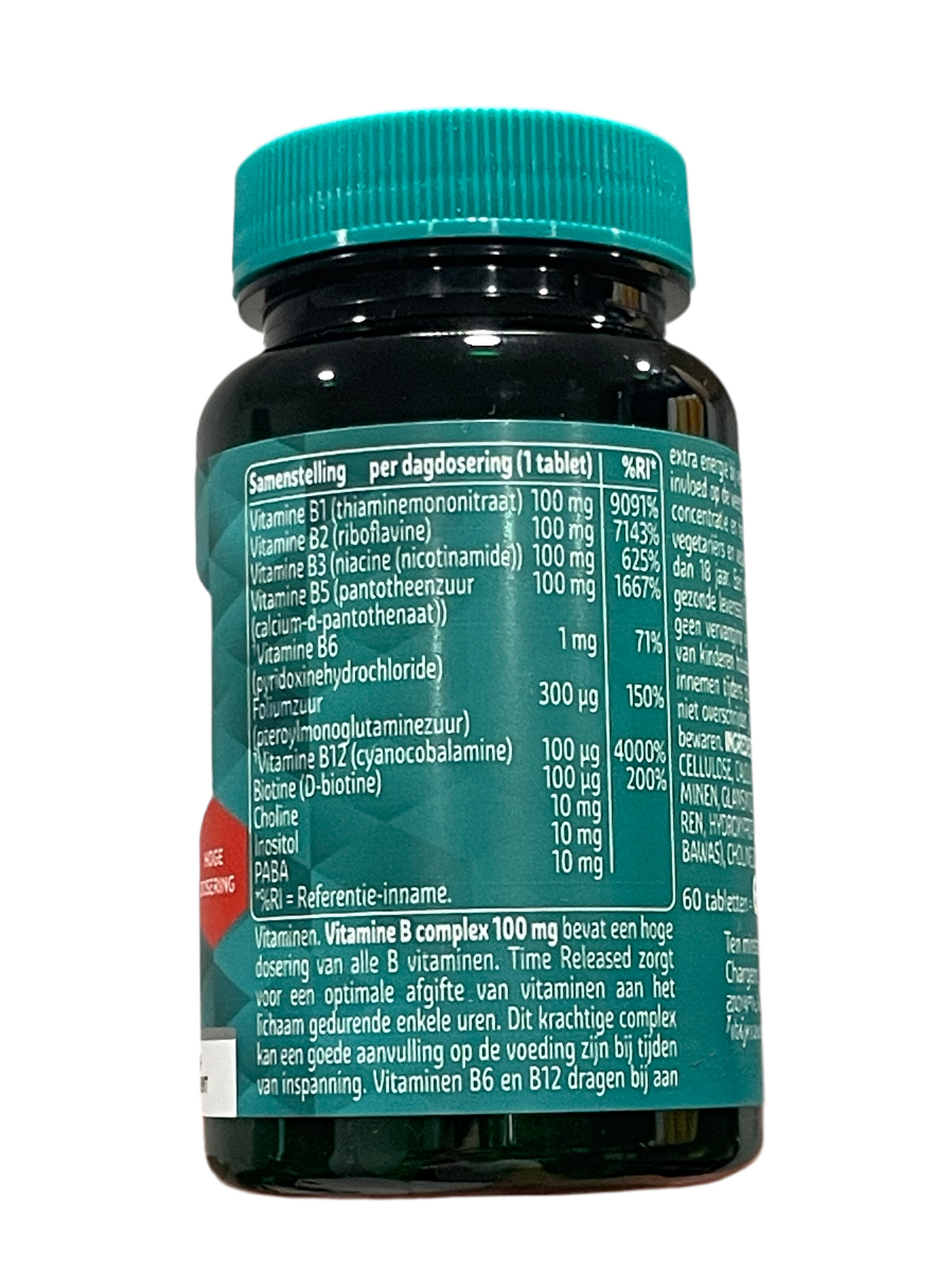 Vitamin B-100 Komplex Tabletten - 60 Tabletten - hochdosiert - Time released